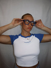 Load image into Gallery viewer, Royal Blue/White Step Back Girl Baby Tee
