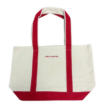 Load image into Gallery viewer, Red “today is a good day” Tote
