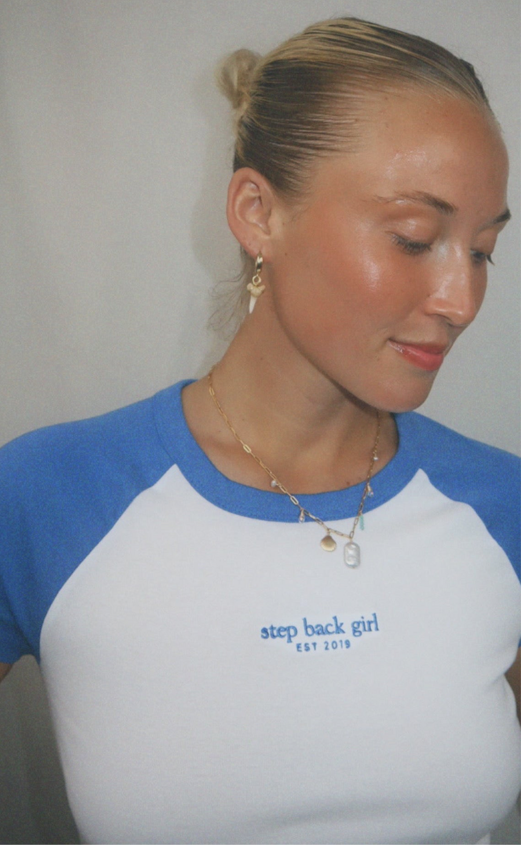 Royal Blue/White Step Back Girl Baby Tee