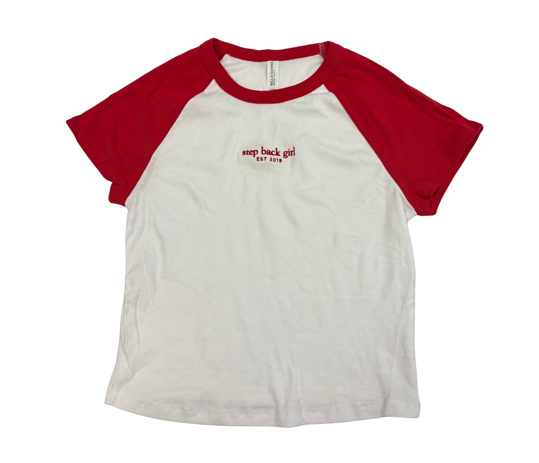 Red/White Step Back Girl Baby Tee