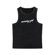 Load image into Gallery viewer, Black Snow Washed Morning Girl Tank
